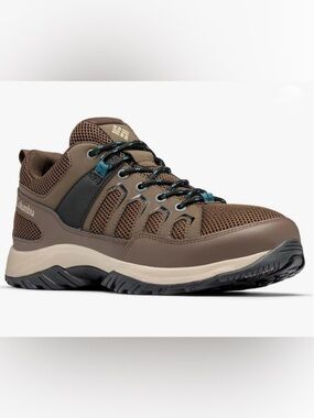 Columbia Brown & Black Men's Trail Mesh Athletic Shoe with Blue Accents Size 10